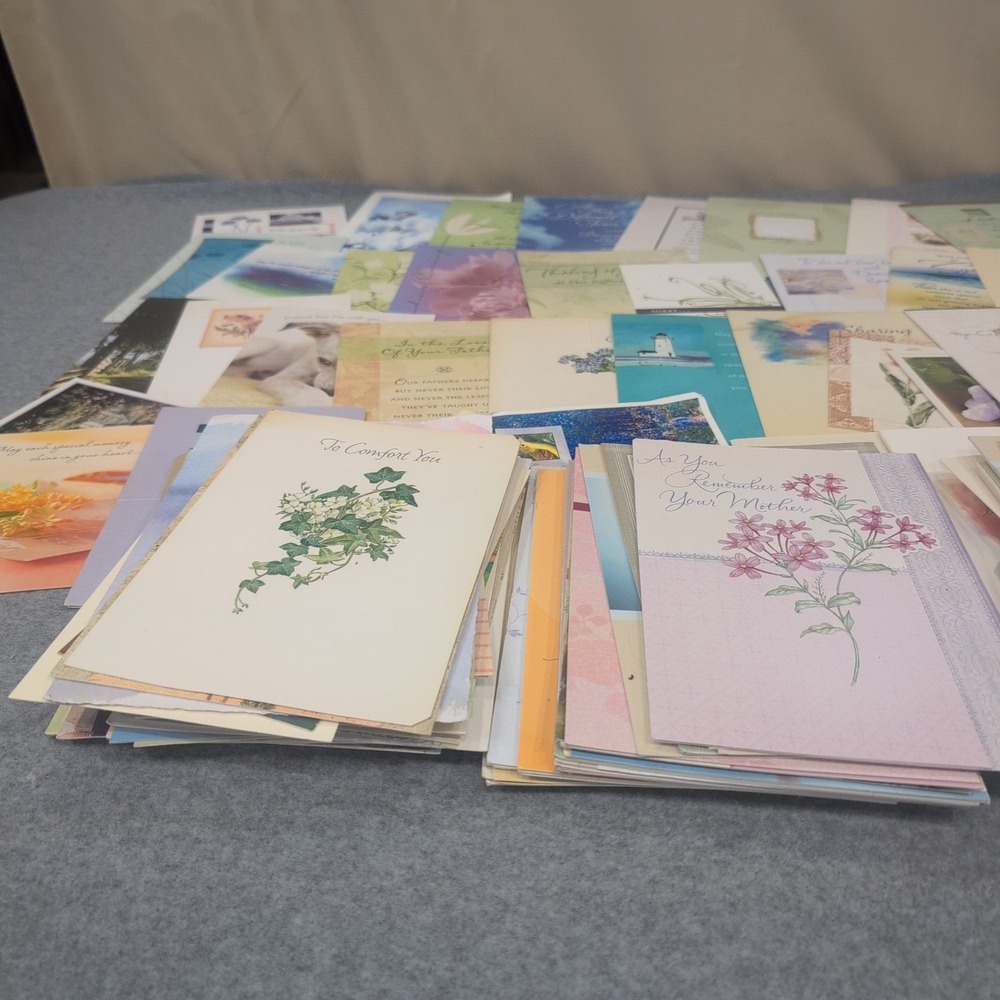 100+ Used Sympathy Greeting Cards Bulk Lot Paper Ephemera Junk Journal Crafting - Picture 2 of 3